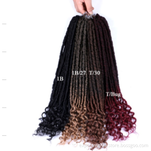 Pre Looped Soft Dreadlocks Braids Faux Locs Crochet Braid African Hair Extensions Wavy Faux  Straight Goddess Locs Ombre Synthet